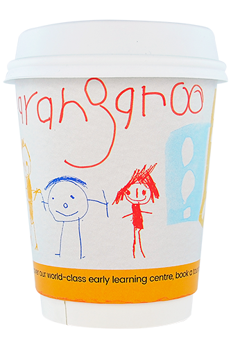coffee cup advertising guardian early learning barangaroo campaign cup