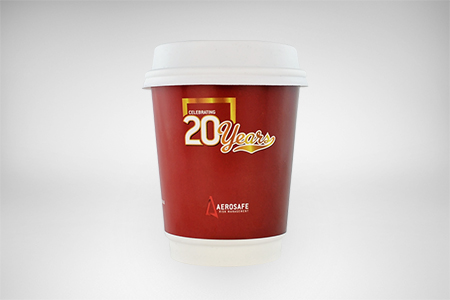coffee cup advertising aerosafe campaign cup front view