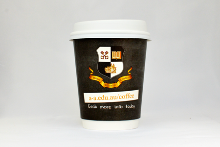coffee cup advertising alderdice & associates campaign cup front view
