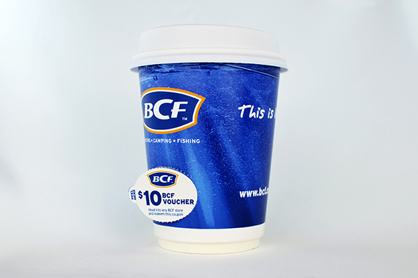 coffee cup advertising bcf campaign cup front view