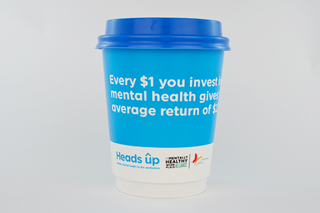 coffee cup advertising beyond blue campaign cup front view
