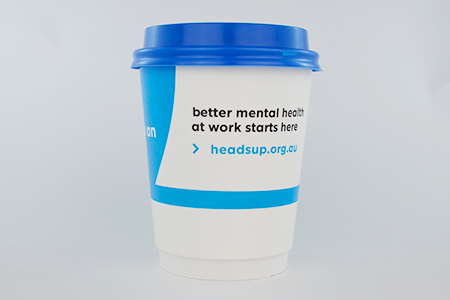 coffee cup advertising beyond blue campaign cup back view