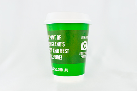 coffee cup advertising bicycle queensland campaign cup side view