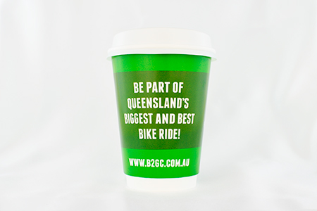 coffee cup advertising bicycle queensland campaign cup back view