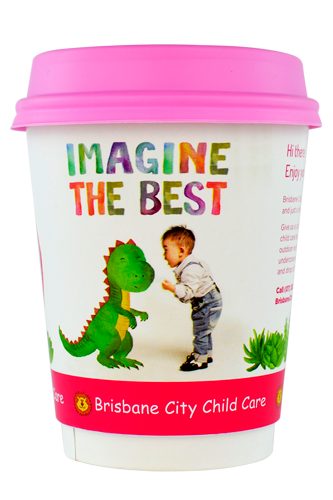 coffee cup advertising brisbane city child care campaign cup