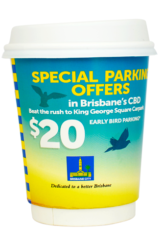 coffee cup advertising brisbane city council parking campaign cup