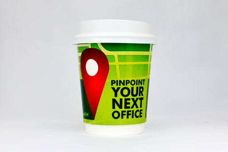 coffee cup advertising cbre campaign cup front view