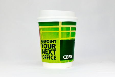 coffee cup advertising cbre campaign cup back view