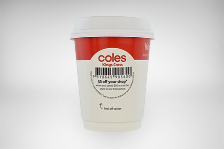 coffee cup advertising coles kings cross campaign cup side view