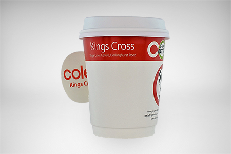 coffee cup advertising coles kings cross campaign cup back view
