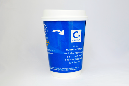 coffee cup advertising concur campaign cup back view