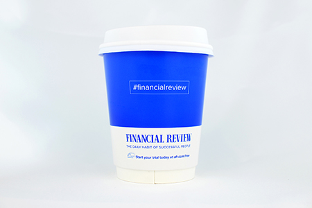 coffee cup advertising financial review campaign cup back view