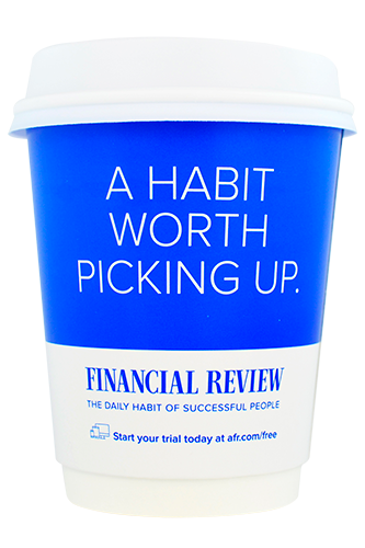coffee cup advertising financial review campaign cup