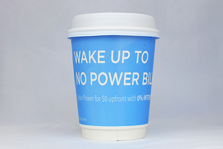 coffee cup advertising gem energy campaign cup side view