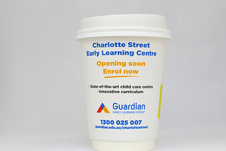 coffee cup advertising guardian early learning campaign cup back view