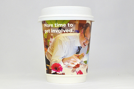 coffee cup advertising guardian early learning campaign cup front view