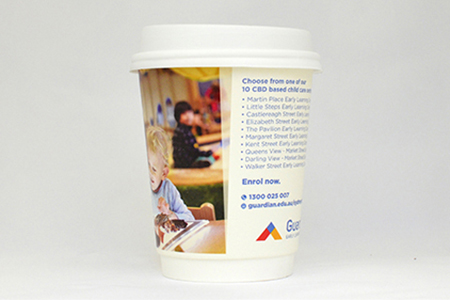 coffee cup advertising guardian early learning campaign cup side view