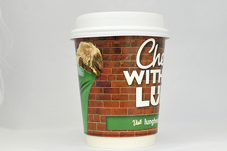 coffee cup advertising lung foundation campaign cup side view