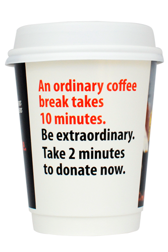 coffee cup advertising msf canberra campaign cup