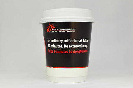 coffee cup advertising msf hobart campaign cup back view