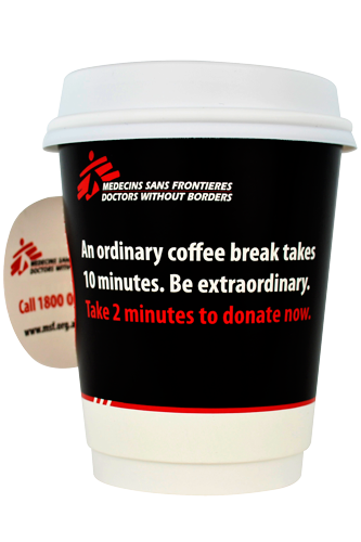 coffee cup advertising msf hobart campaign cup