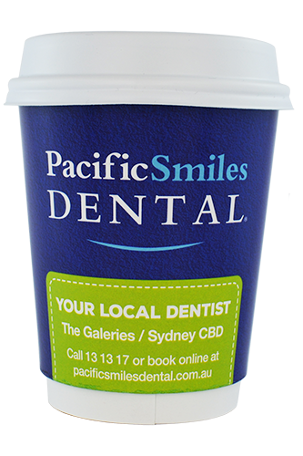 coffee cup advertising pacific smiles dental campaign cup