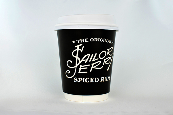 coffee cup advertising sailor jerry campaign cup back view