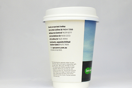 coffee cup advertising specsavers campaign cup side view