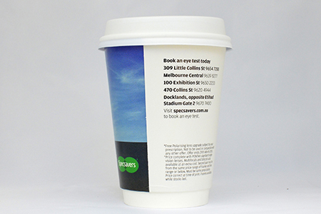 coffee cup advertising specsavers campaign cup back view