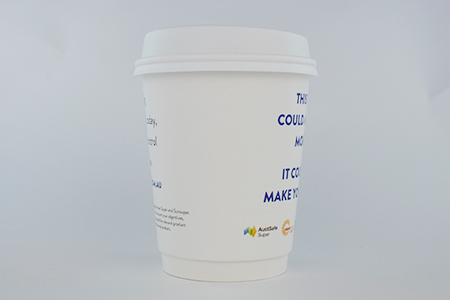 coffee cup advertising sunsuper campaign cup side view