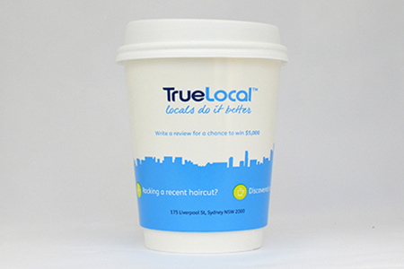 coffee cup advertising truelocal campaign cup front view