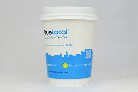 coffee cup advertising truelocal campaign cup back view