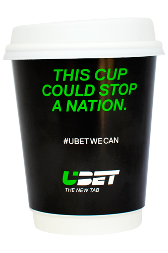 coffee cup advertising ubet campaign cup