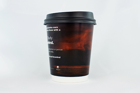 coffee cup advertising university of newcastle gradschool campaign cup side view