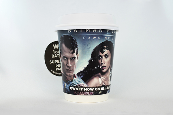 coffee cup advertising village roadshow bvs campaign cup front view