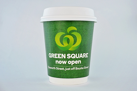 coffee cup advertising woolworths green square campaign cup front view
