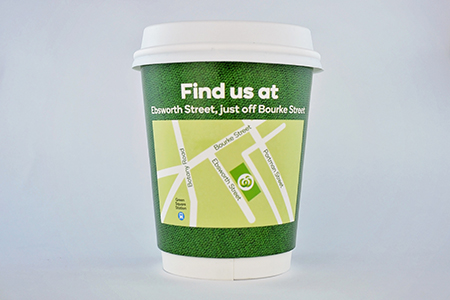 coffee cup advertising woolworths green square campaign cup back view