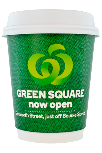 coffee cup advertising woolworths green square campaign cup